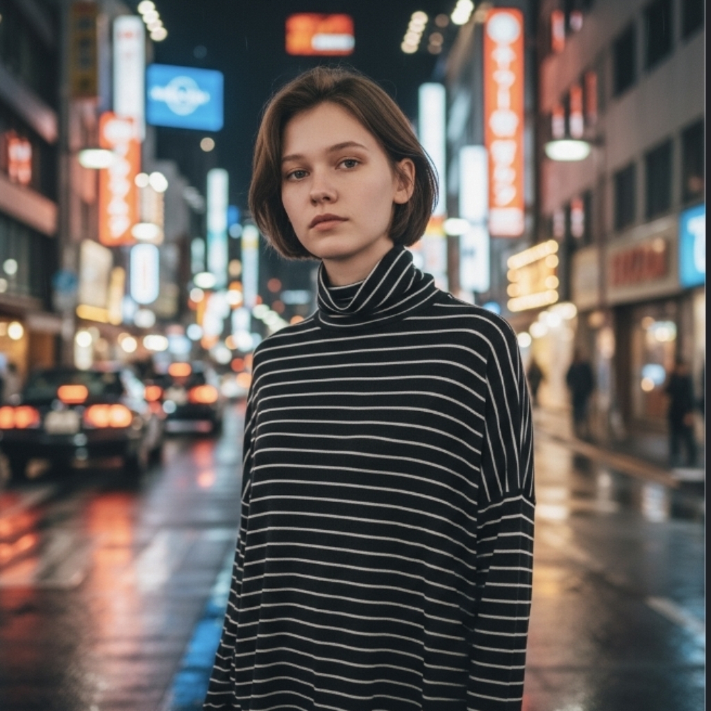Michael Kors Ribbed Striped Turtleneck Shirt Gray Med